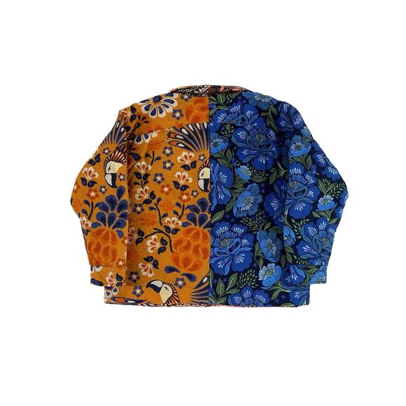 NWT FARM Rio Women's Mixed Yawanawa Reversible Puffer In Blue Multi Size XS - Picture 3 of 6